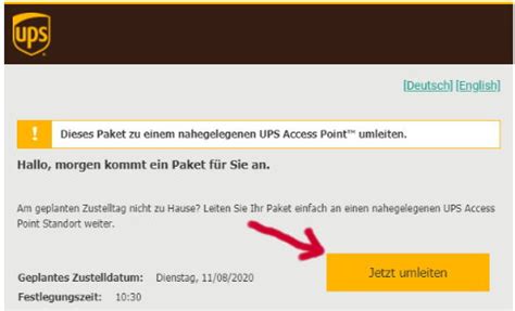 ups paket umleiten